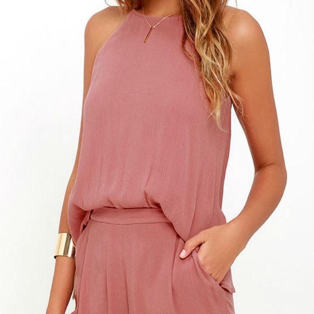 Lulu’s Olive + Oak Romper in Blush